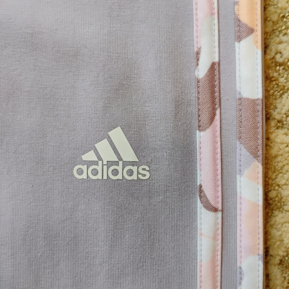 NWT XL Adidas 3 Stripes HW Legging Tight Fit Lavender Active Gym Workout Pants - Picture 6 of 7